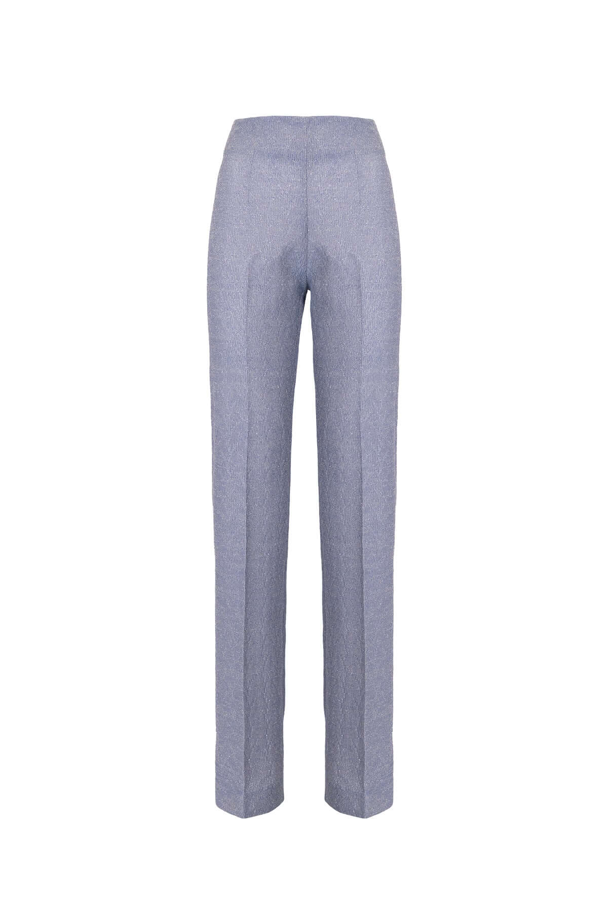 High-waisted lurex jacquard wide-leg trousers with side zip closure, perfect for elegant looks.