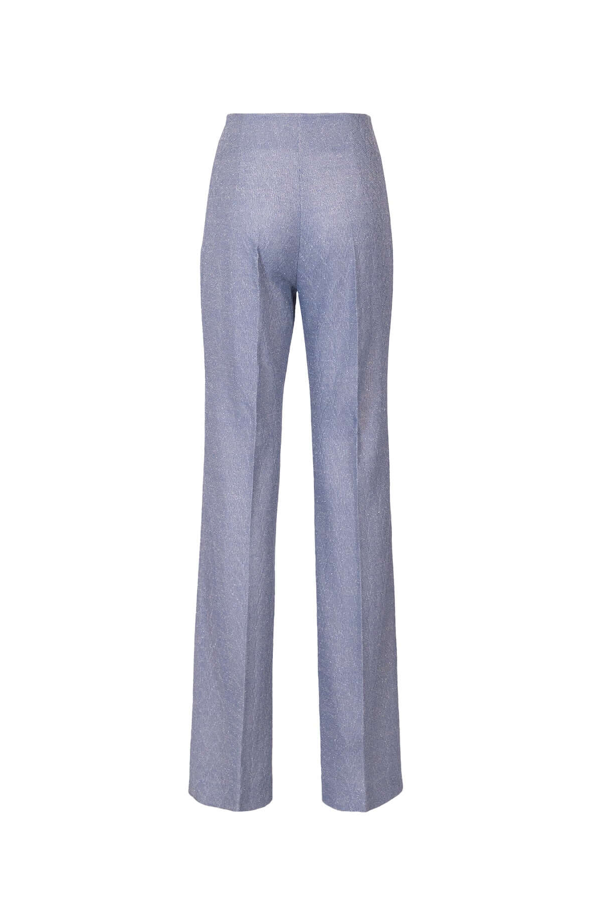High-waisted jacquard lurex flared pants, showcasing a side zip closure and elegant design.